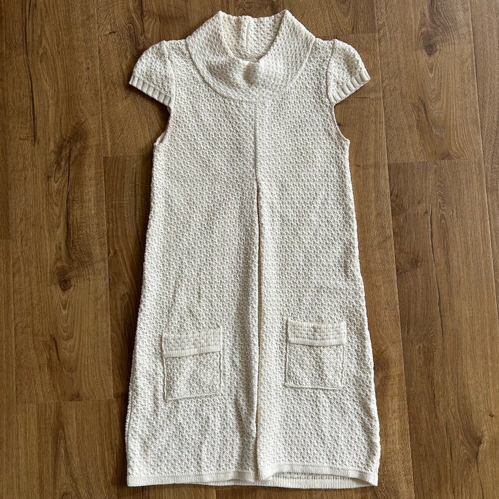 Fossil Cream Sweater Dress with Pockets – Size XS Cap Sleeve Knit Winter Dress